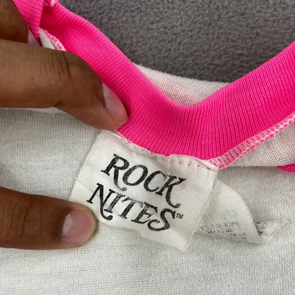 Vintage Rock Nites Sleep Shirt Girls 10/12 White Neon Pink New Kids On The Block